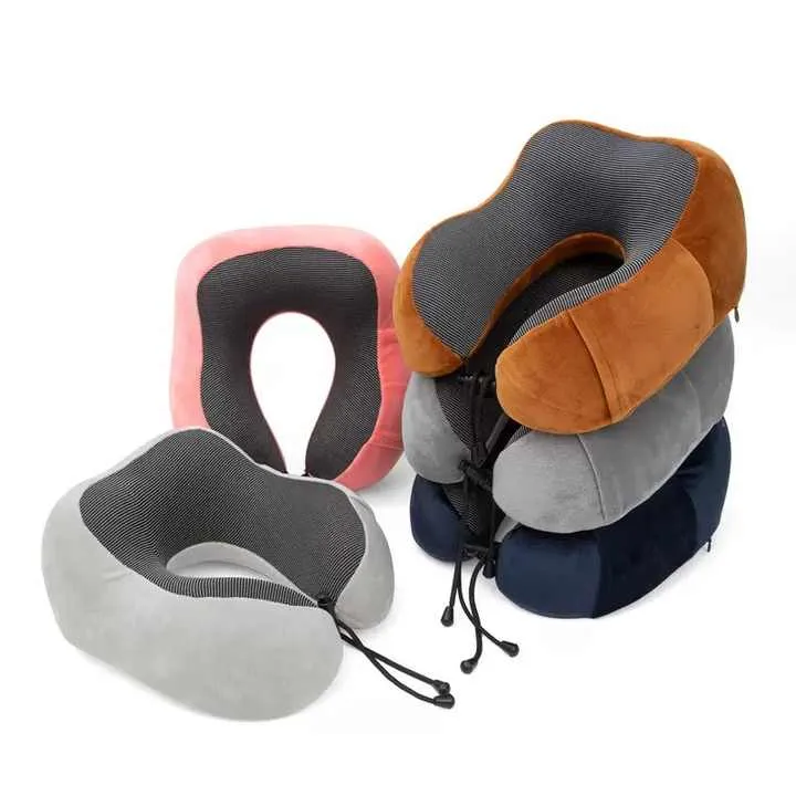 وسادة قطنية ميموري على شكل U وسادة قيلولة . U Shaped Memory Cotton Pillow Portable Car Travel Nap