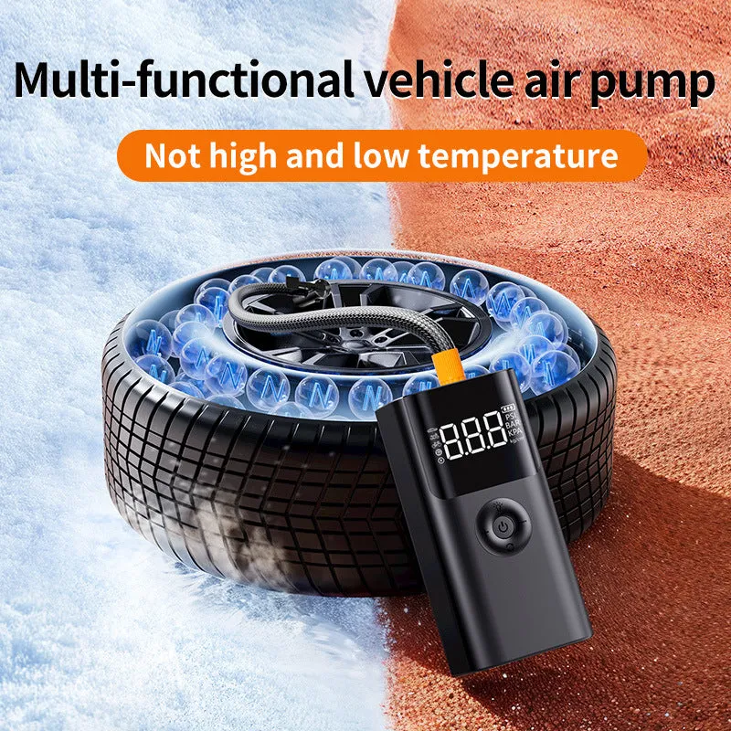 10000mAh Portable Multifunctional Car Jump Starter & Tire Inflator | All-in-One 12V Device with Phone Charging, LED Lighting, and Pressure Gauge