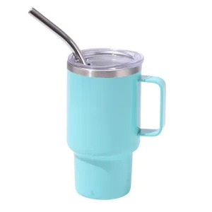 3oz Blue Sublimation Mini Car Cup | 304 Stainless Steel | Portable Insulated Whiskey Shot Glass | Straw Beer Cup