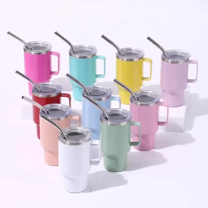 3oz Blue Sublimation Mini Car Cup | 304 Stainless Steel | Portable Insulated Whiskey Shot Glass | Straw Beer Cup