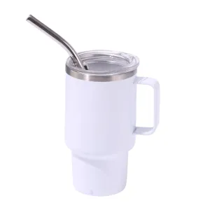 3oz White Sublimation Mini Car Cup | 304 Stainless Steel | Portable Insulated Whiskey Shot Glass | Straw Beer Cup