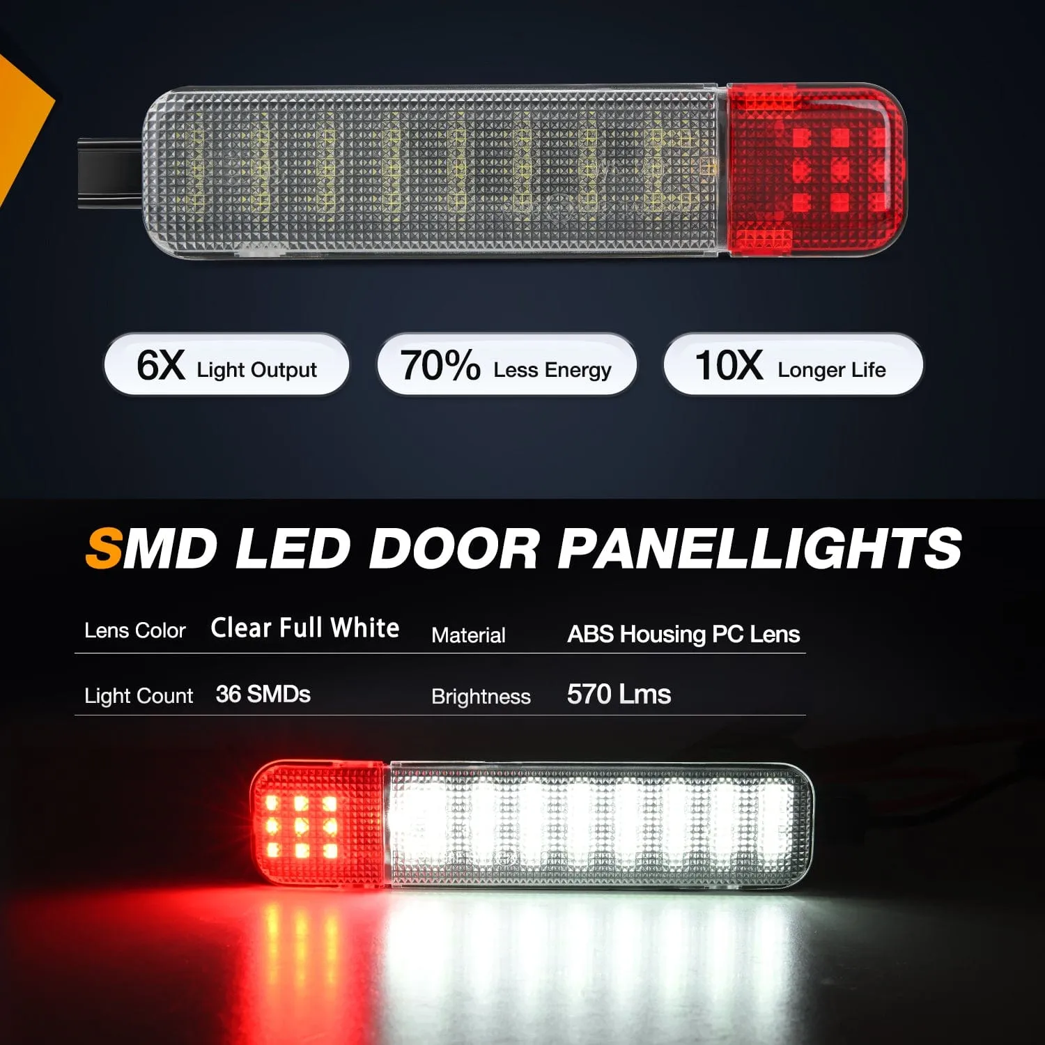4PCS LED Interior Door Panel Light Courtesy Warning Lights White Red Plug and Play Compatible with Chevy GMC C/K Silverado Sierra 1500 2500 3500 HD Suburban Cadillac Escalade Hummer H2
