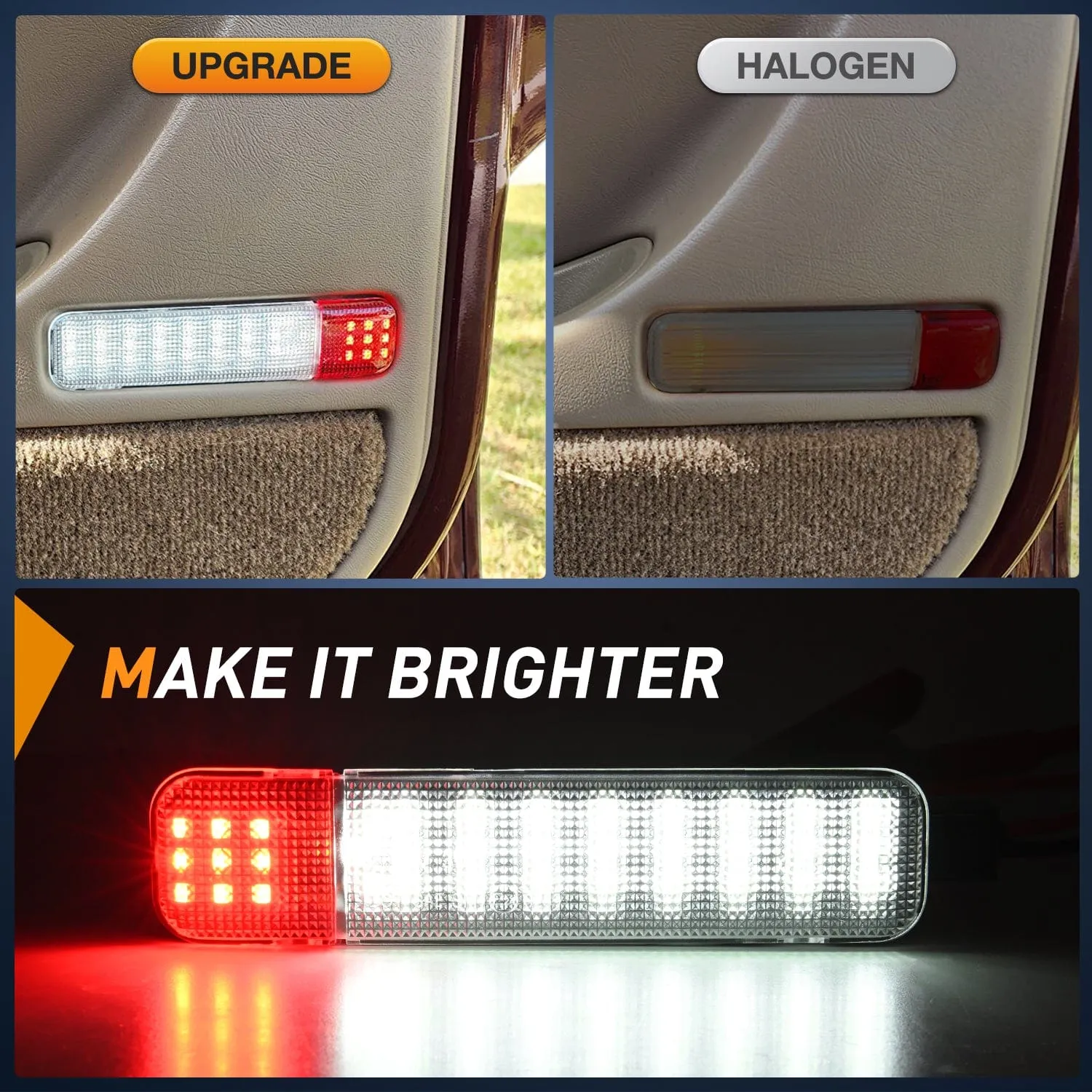 4PCS LED Interior Door Panel Light Courtesy Warning Lights White Red Plug and Play Compatible with Chevy GMC C/K Silverado Sierra 1500 2500 3500 HD Suburban Cadillac Escalade Hummer H2