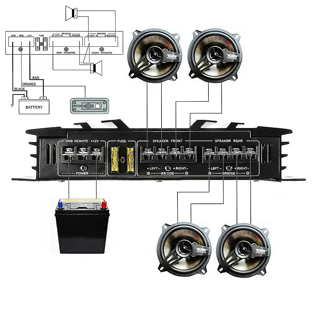 5800W 4-Channel Car Truck Amplifier | Stereo Audio Speaker Amp System | High-Power Sound Device