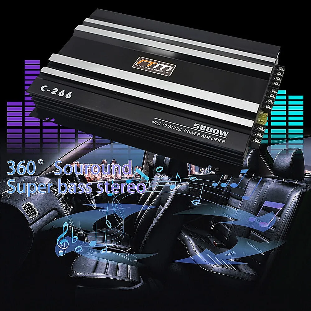 5800W 4-Channel Car Truck Amplifier | Stereo Audio Speaker Amp System | High-Power Sound Device