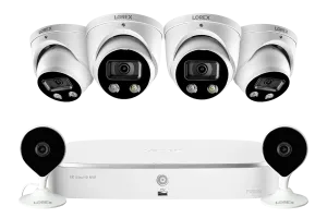 8-Channel NVR Fusion System with Four Smart Deterrence IP Dome Security Cameras and Two Indoor Wi-Fi Cameras