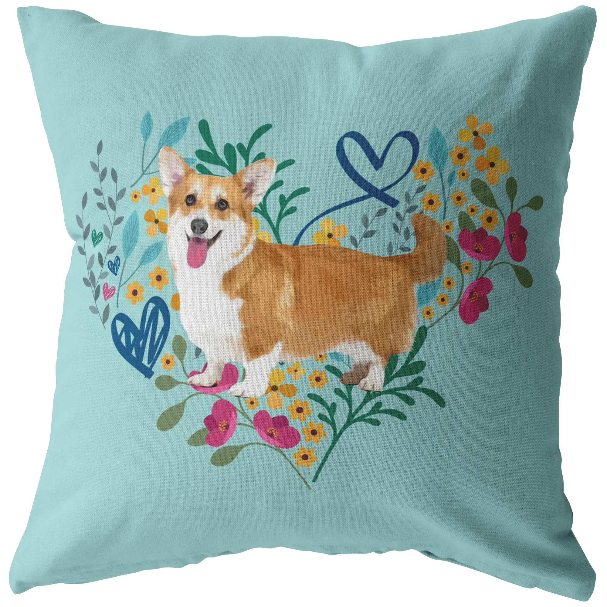 Corgi - Heart Shape Flower Pillow