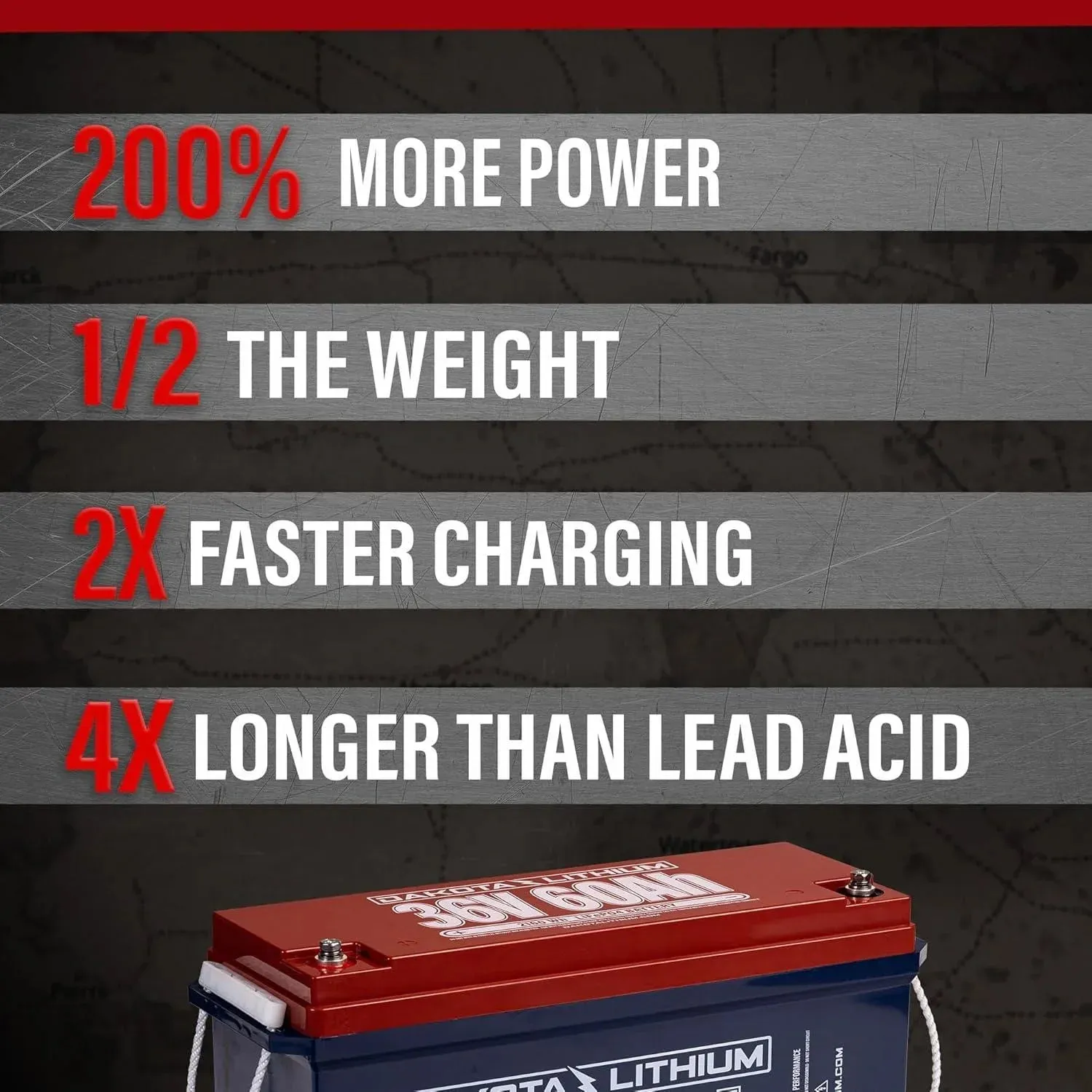Dakota Lithium 36V 60Ah Deep Cycle LiFeP04 Single Battery