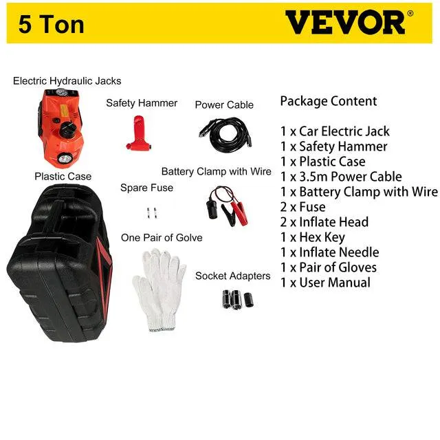 Electric Car Jack Hydraulic Kit 45CM   Wrench Tire Inflator LED Light Portable Tire Lifting Car Repair Tool