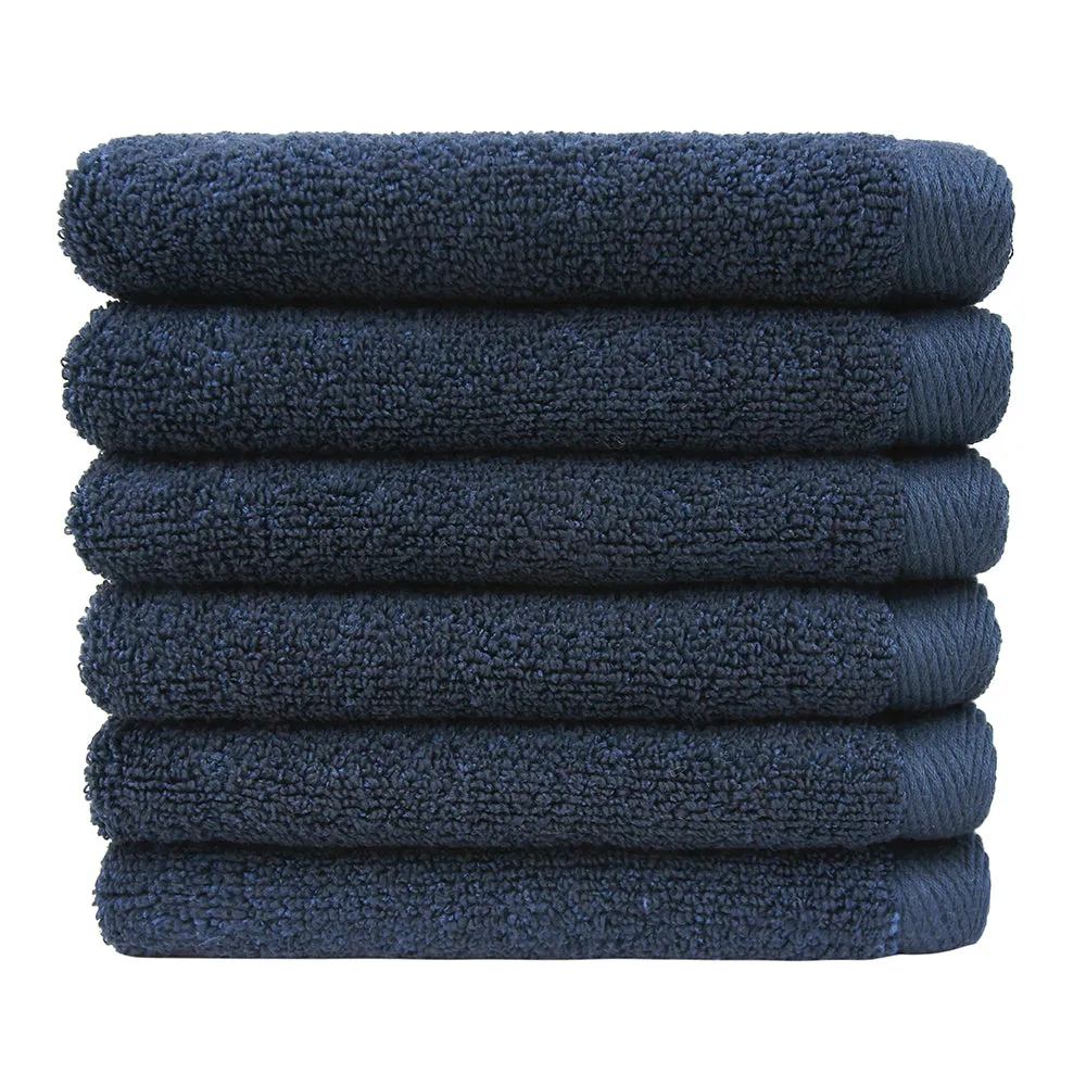 Flat Loop Washcloths - 6 Pack, Navy Blue