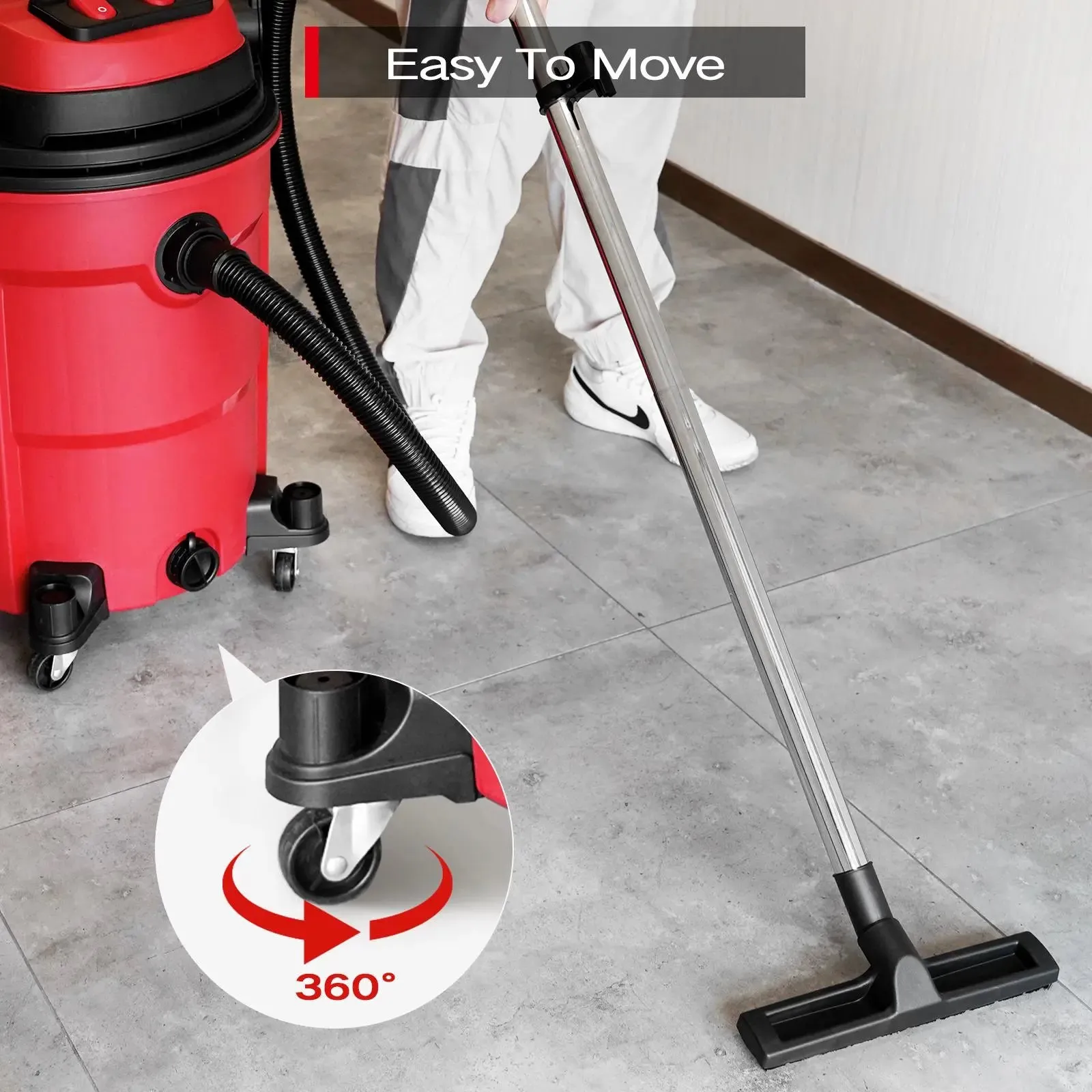 MOOSOO K-616 Heavy Duty 3-in-1 Wet Dry Vacuum - 16 Gallon, 6HP High Suction Shop Vac with Blower Function for Garage, Outdoors, and Job Site