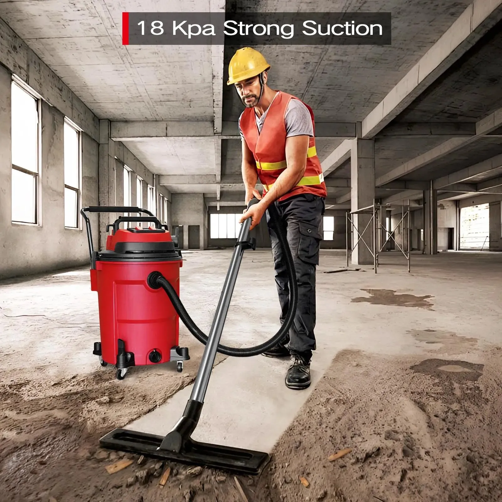MOOSOO K-616 Heavy Duty 3-in-1 Wet Dry Vacuum - 16 Gallon, 6HP High Suction Shop Vac with Blower Function for Garage, Outdoors, and Job Site