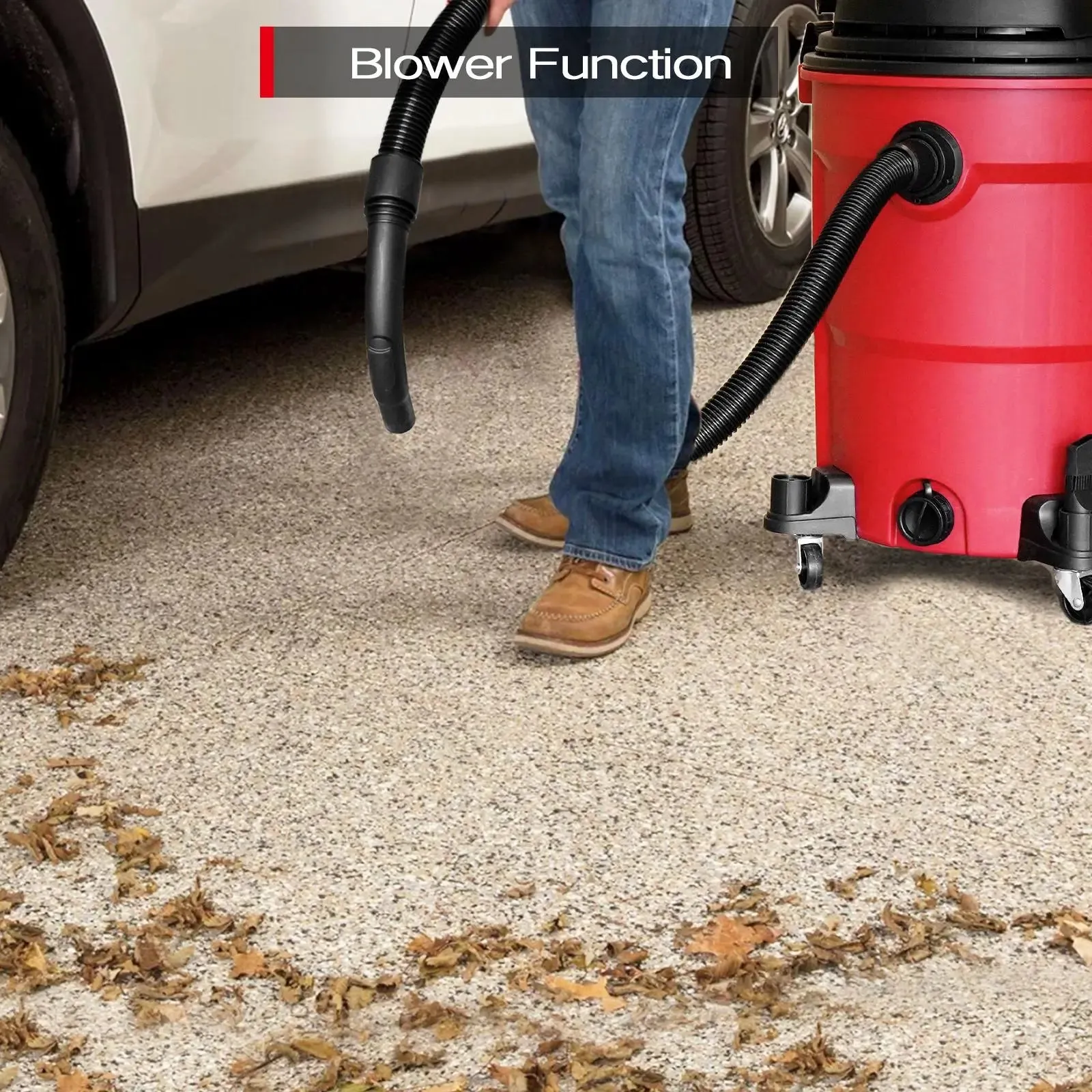 MOOSOO K-616 Heavy Duty 3-in-1 Wet Dry Vacuum - 16 Gallon, 6HP High Suction Shop Vac with Blower Function for Garage, Outdoors, and Job Site