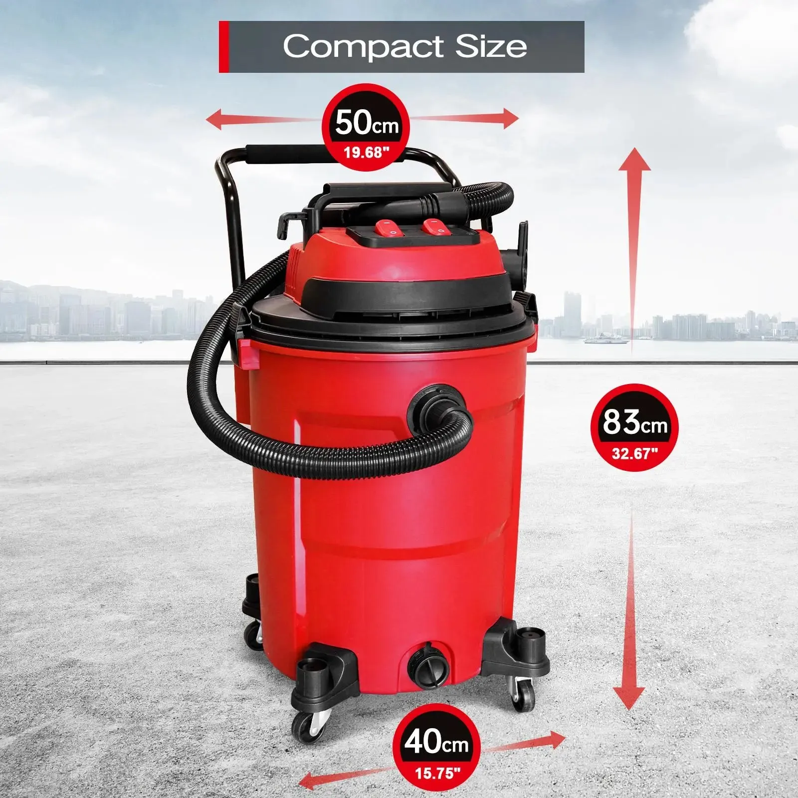 MOOSOO K-616 Heavy Duty 3-in-1 Wet Dry Vacuum - 16 Gallon, 6HP High Suction Shop Vac with Blower Function for Garage, Outdoors, and Job Site
