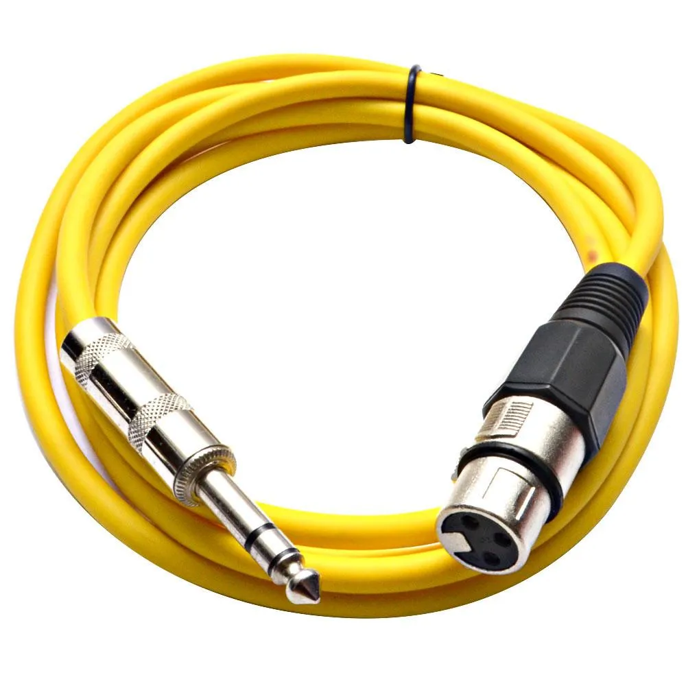 SATRXL-F6 - 6 Pack of Yellow 6' XLR Female to TRS Patch Cables