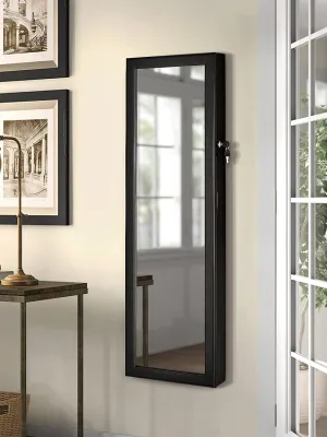 Stella 8 Wall mounted Jewelry Armoire with Interior LED Lights – Black
