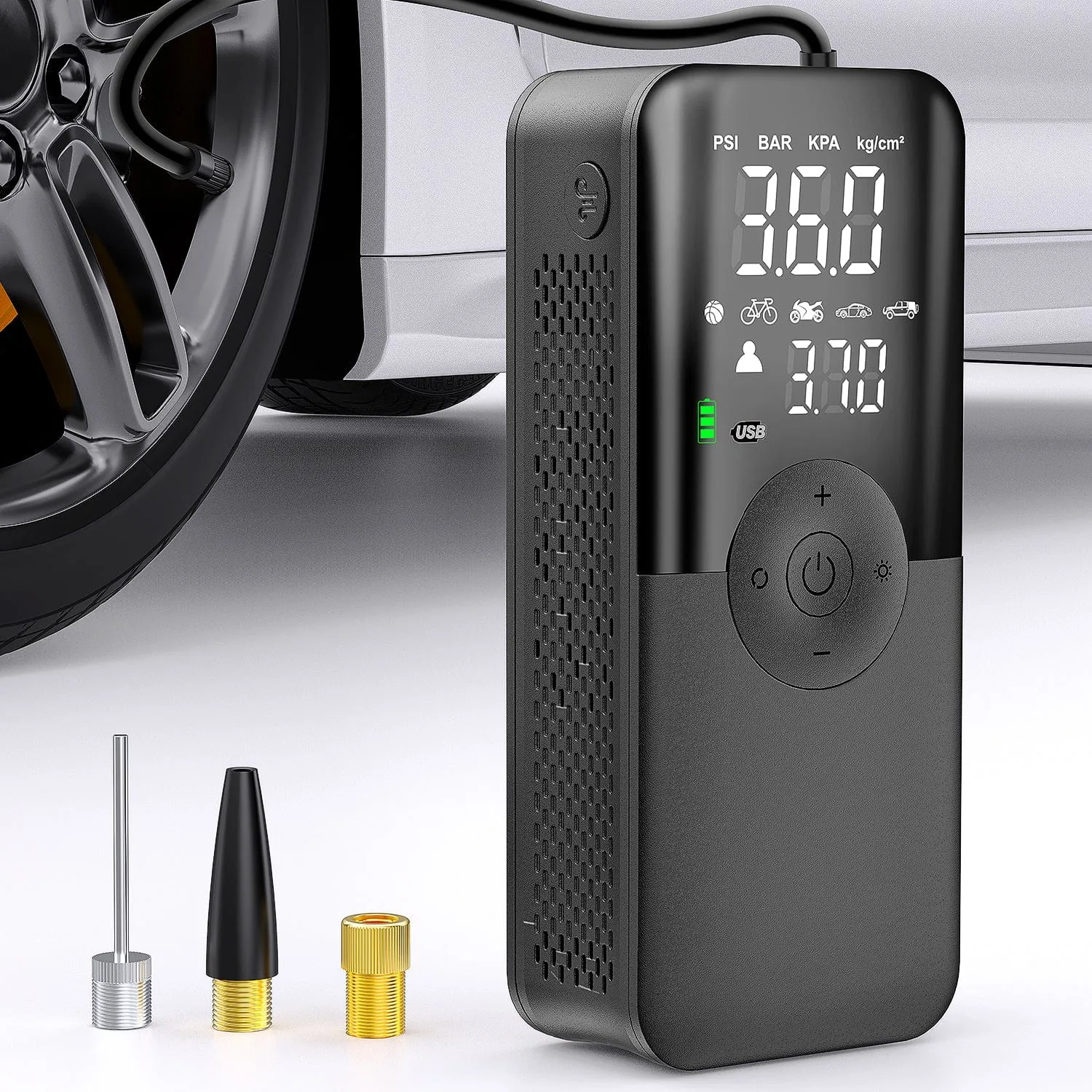 Tire Inflator Portable Air Compressor Rechargeable Battery Cordless 150PSI Faster Inflation Air Pump for Car Tires with Tire Pressure Gauge